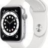 Apple Watch Series 6 (GPS only 44mm Silver Aluminum Case with White Sport Band - Silver ) M00D3