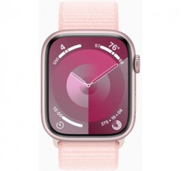 Apple Watch Series 9 GPS, 45mm Pink Aluminium Case with Light Pink Sport Loop