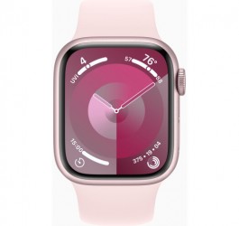 Apple Watch Series 9 GPS, 41mm Pink Aluminium Case with Light Pink Sport Band S/M  